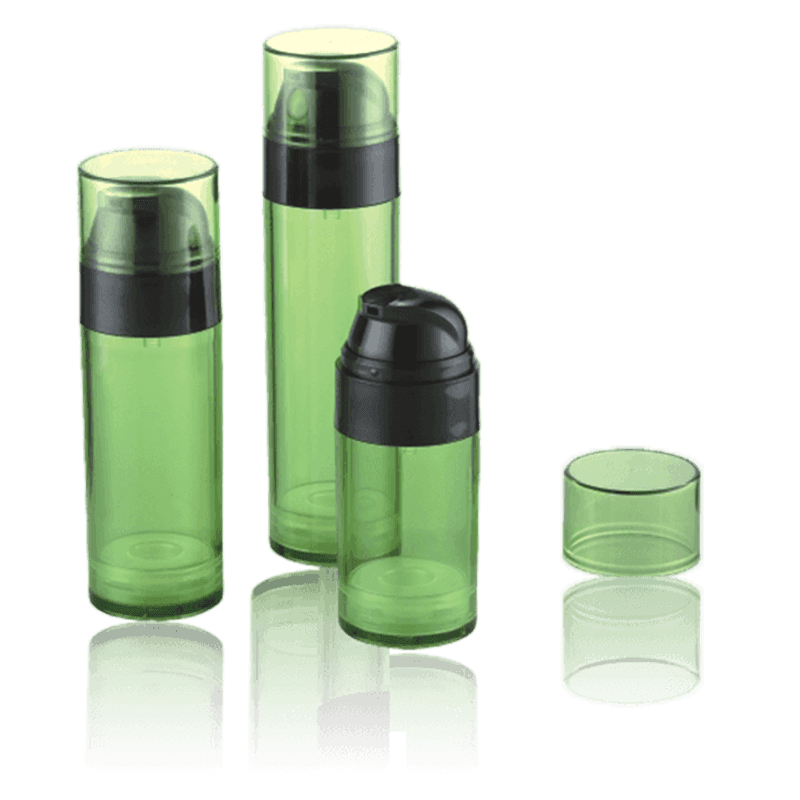 50ML 80ML 110ML Botella sin aire transparente verde HS-026A