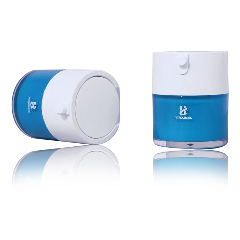 Tarro cosmético acrílico de plástico azul HS-036, 30G, 1oz, envases de crema, tarro de suero de plástico para cosméticos y cuidado de la piel