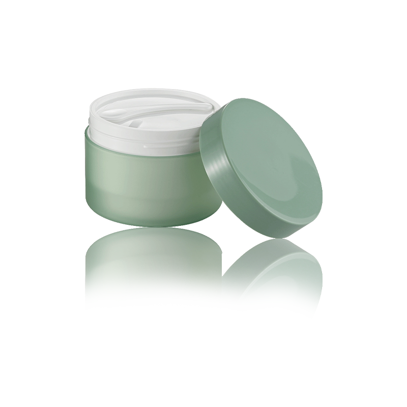 PJ-002I 150g 200g verde Tarro de crema facial de doble pared Plástico PP