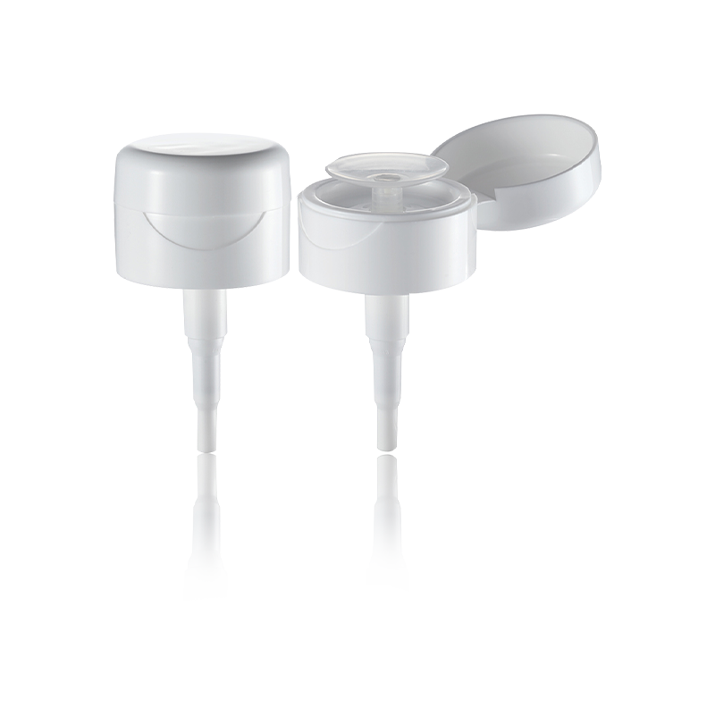 Dispensador de líquido con cabezal de bomba cosmética con tapa abatible y operación con una sola mano-HY32A-59